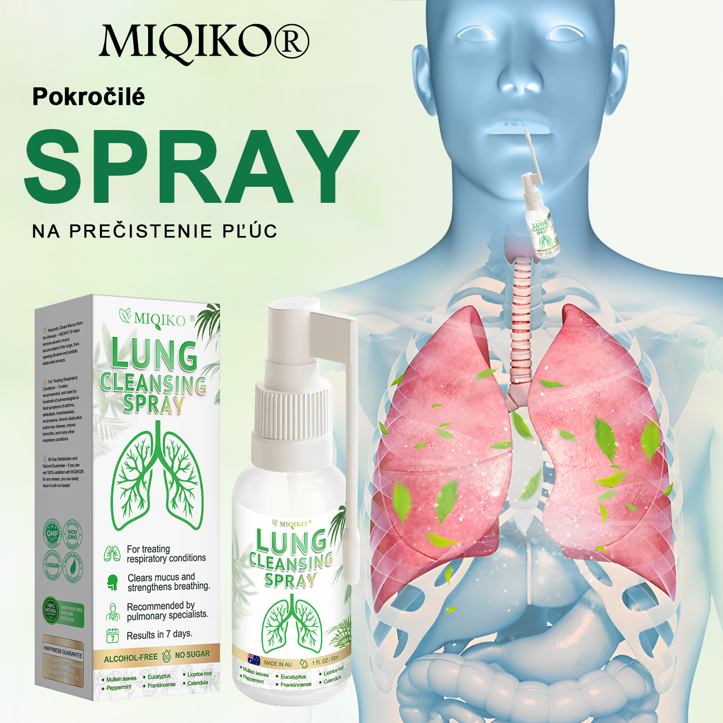 [Oficiálny značkový obchod] 👨‍⚕️𝐌𝐈𝐐𝐈𝐊𝐎® Pokročilý sprej na čistenie pľúc (☘️Odporúčané pľúcnymi špecialistami☘️)